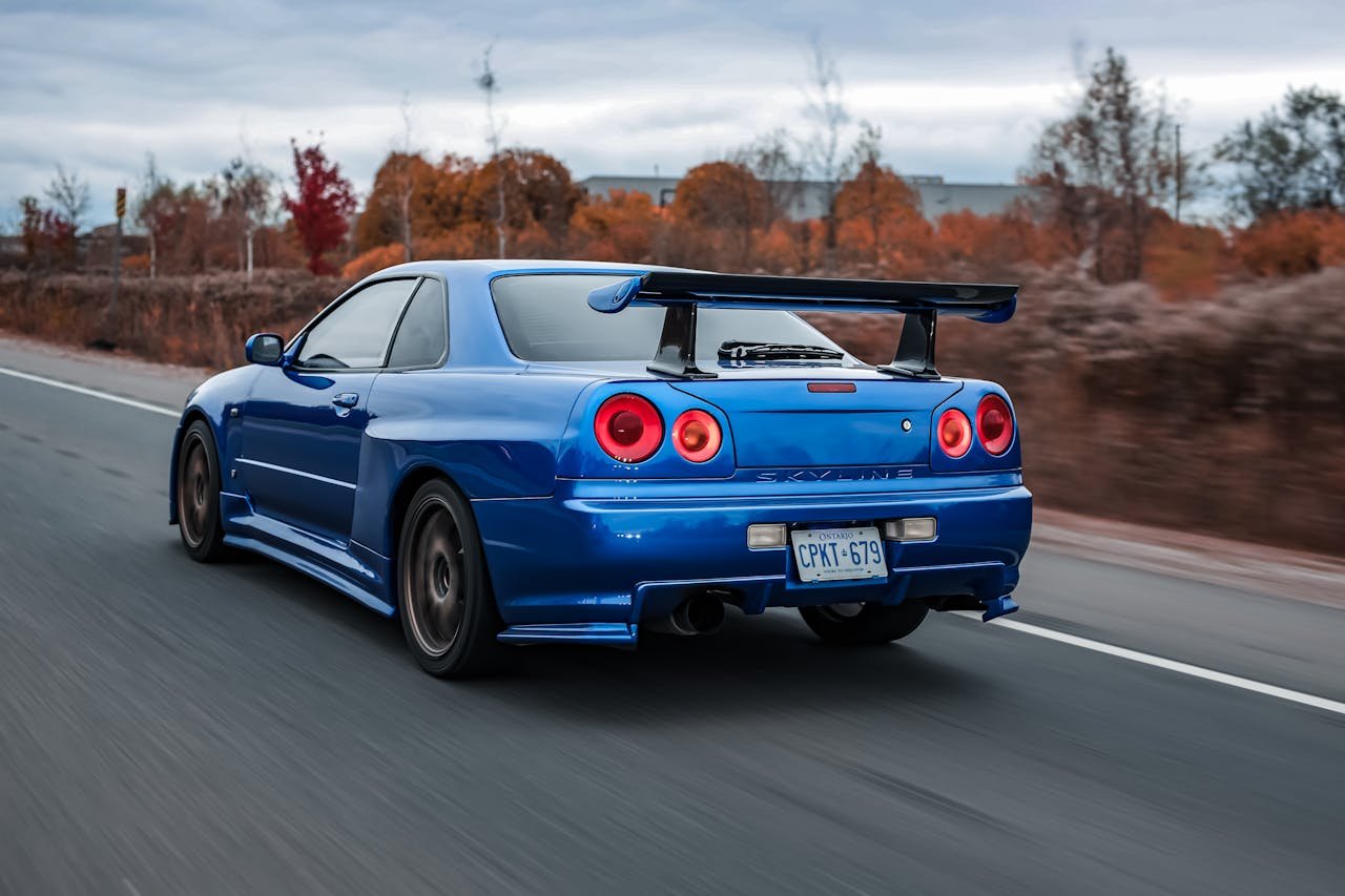 Blue Nissan Skyline